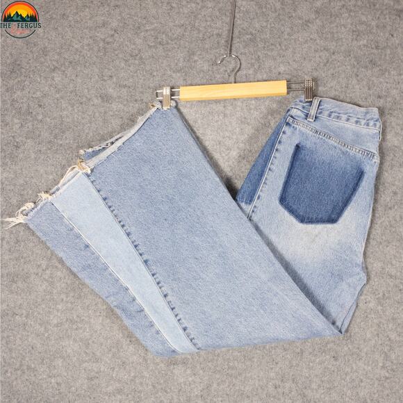 Talulah Wide-Leg Jeans Blue Cotton Denim Patch Style Boho Festival Women's M 28 - Picture 1 of 16